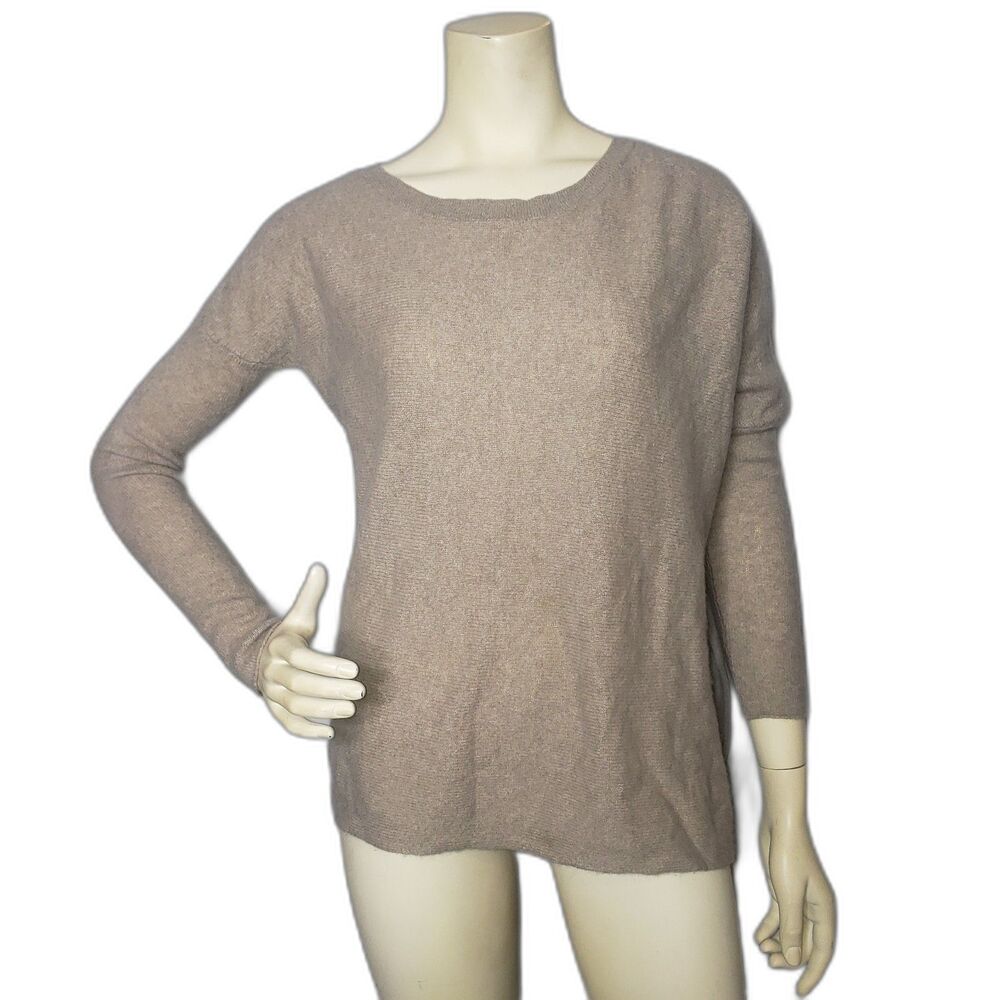 360 Sweater Company Tan Cashmere Long Sleeve Sweater Womens Size Large